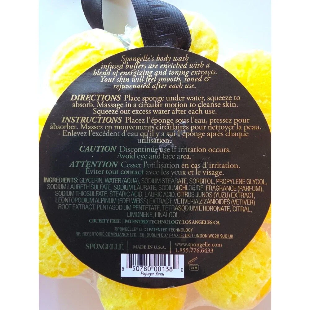 Lot of 2 Flower Spongelle Body Wash Infused Buffers Sponges Loofah Papaya Rose